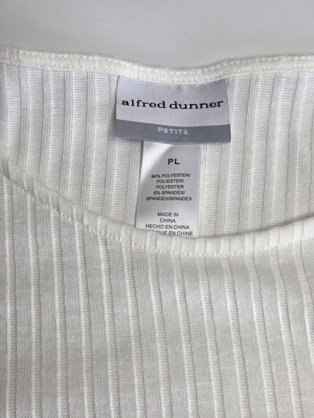 Alfred Dunner Cream Ribbed 3/4-Sleeve Top with Side Buttons - Picture 7 of 9